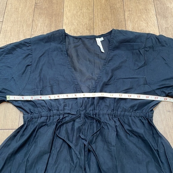 Seafolly swim beach coverup black elastic waist embroidery sleeves and trim sz M - Picture 9 of 13